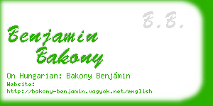 benjamin bakony business card